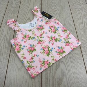 Polo Ralph Lauren Big Girls Floral Performance Jersey Top Large 12-14 Pink $50